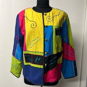 COPY - Lightweight lined long sleeve jacket full of color